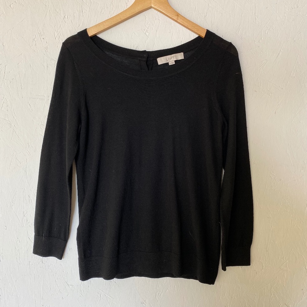 LOFT acrylic wool polyester blend black sweater Medium